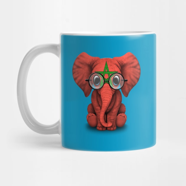 Baby Elephant with Glasses and Moroccan Flag by jeffbartels